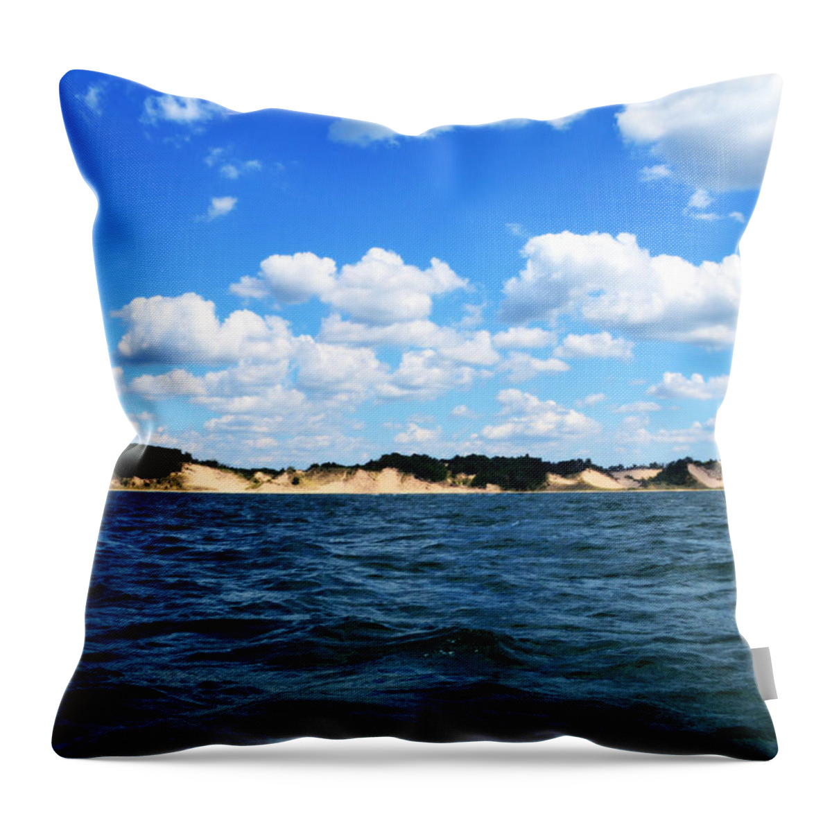 Lakes Throw Pillow featuring the photograph Dunes and Lake Michigan by Michelle Calkins