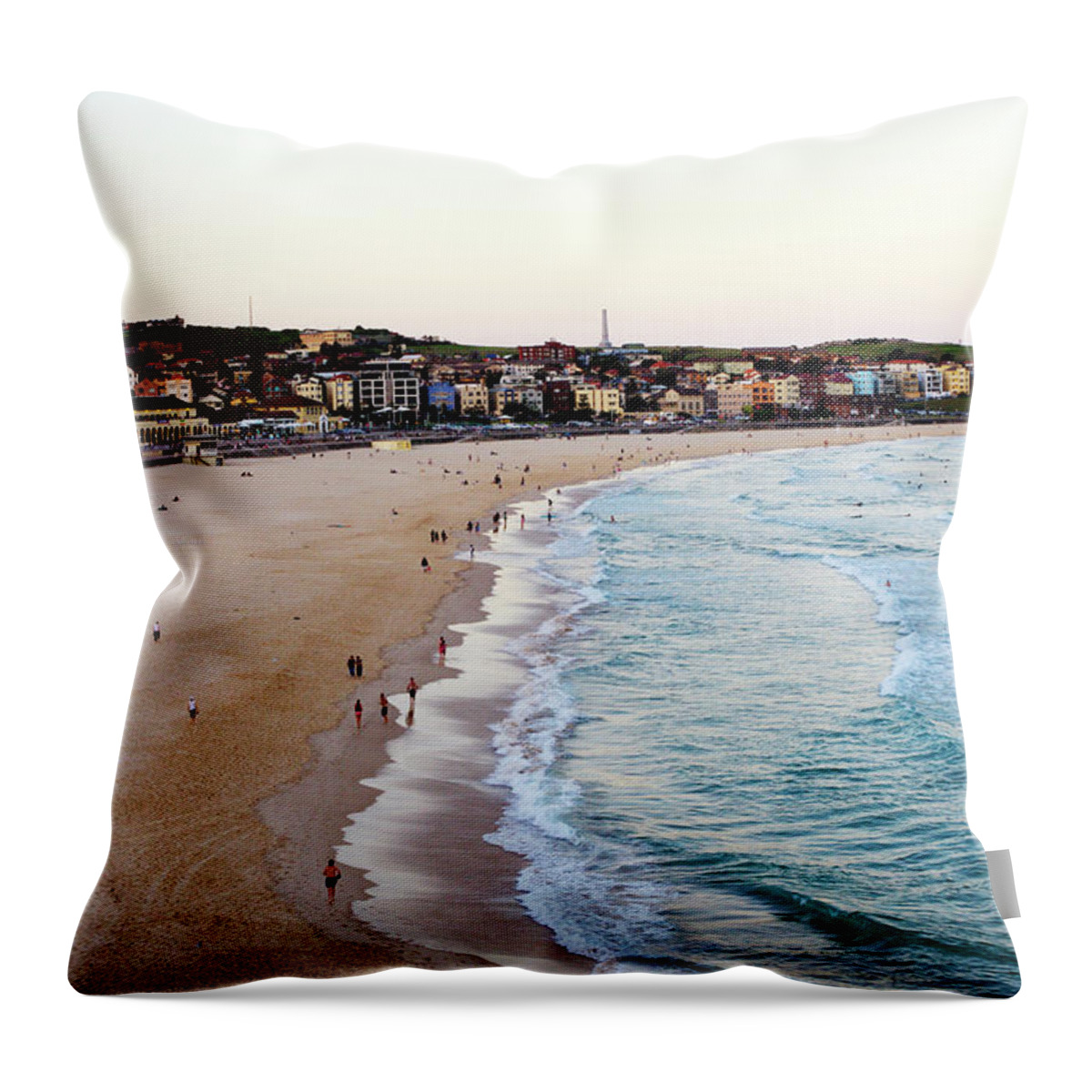 Scenics Throw Pillow featuring the photograph Dusk At Bondi Beach, From South Bondi by Oliver Strewe