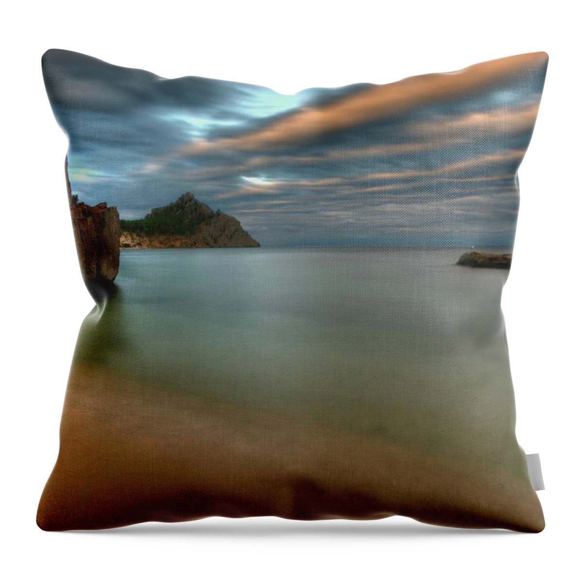 Scenics Throw Pillow featuring the photograph Dusk At Peschanaya Bay by Photo ©tan Yilmaz