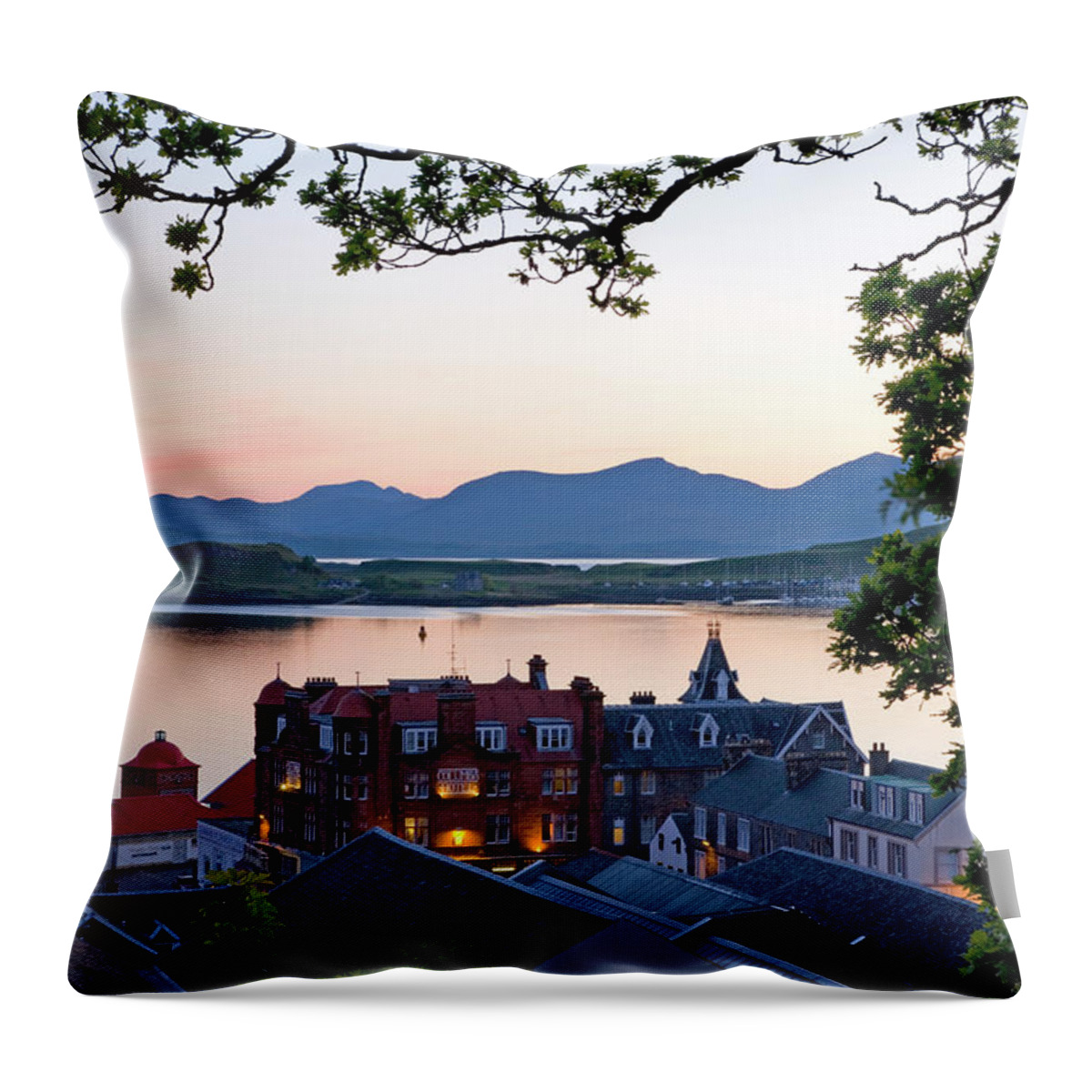Scotland Throw Pillow featuring the photograph Dusk Over The Bay, Oban, Argyll & Bute by David C Tomlinson