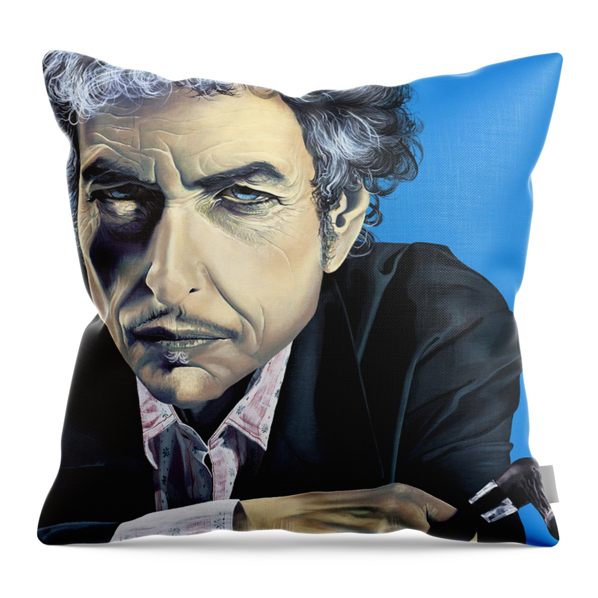 Bob Dylan Throw Pillow featuring the painting Dylan by Kelly King