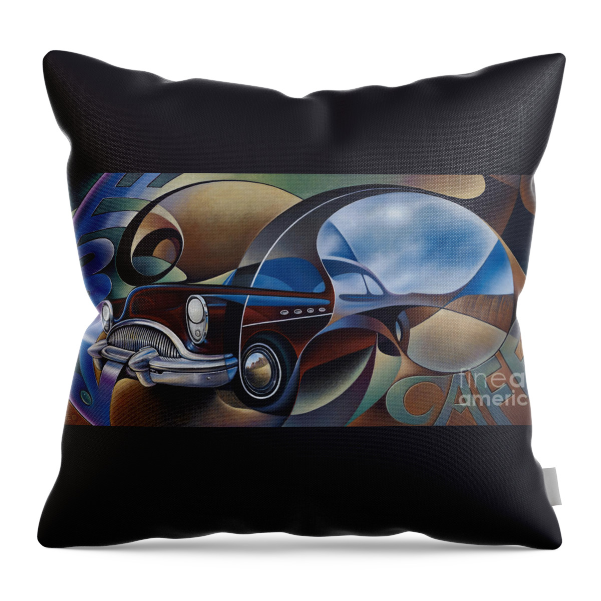 Route-66 Throw Pillow featuring the painting Dynamic Route 66 by Ricardo Chavez-Mendez