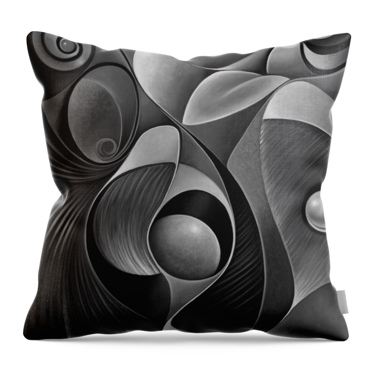 Female Throw Pillow featuring the painting Dynamic Series 22-Black and White by Ricardo Chavez-Mendez