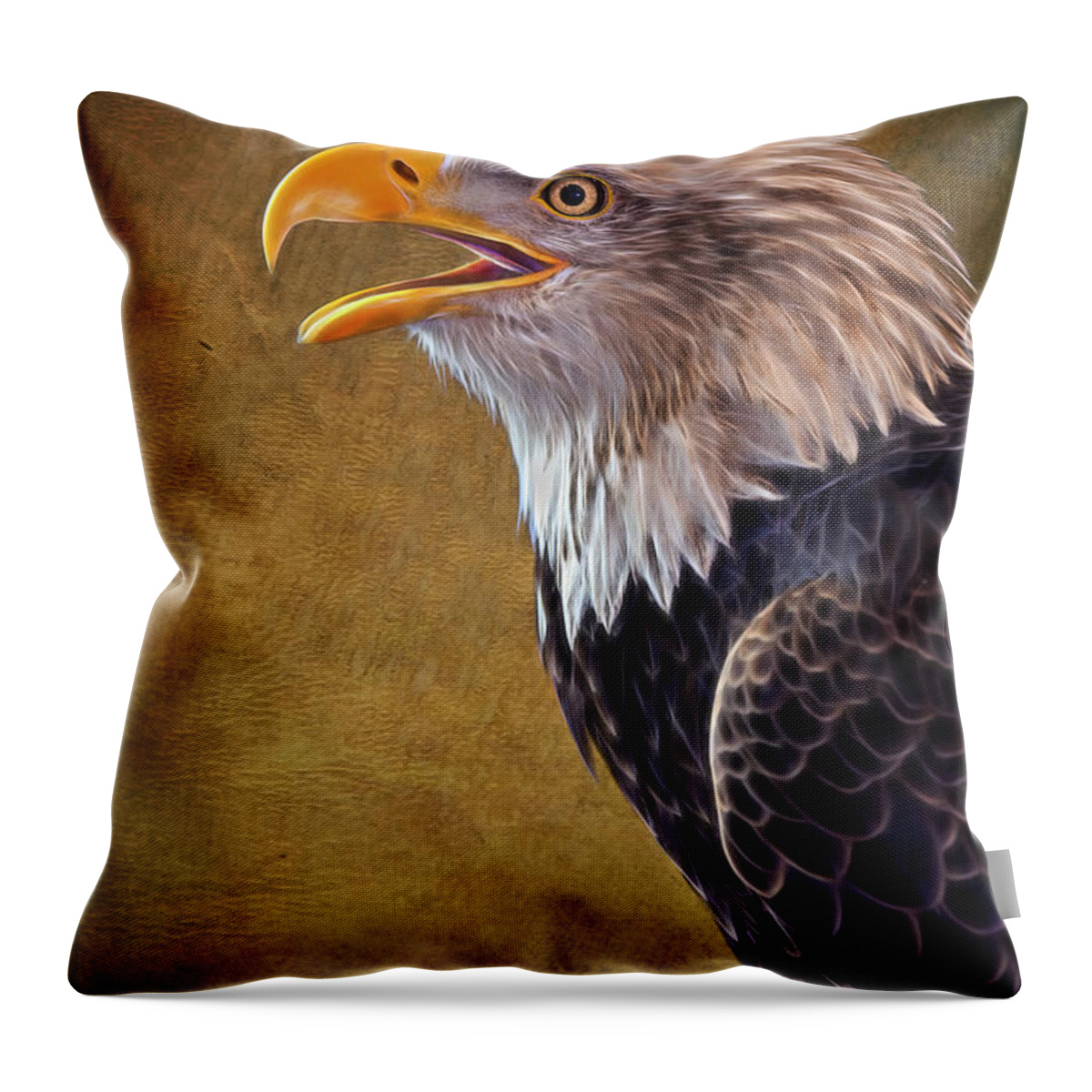 Eagle Throw Pillow featuring the photograph Eagle On Lookout by Bill and Linda Tiepelman
