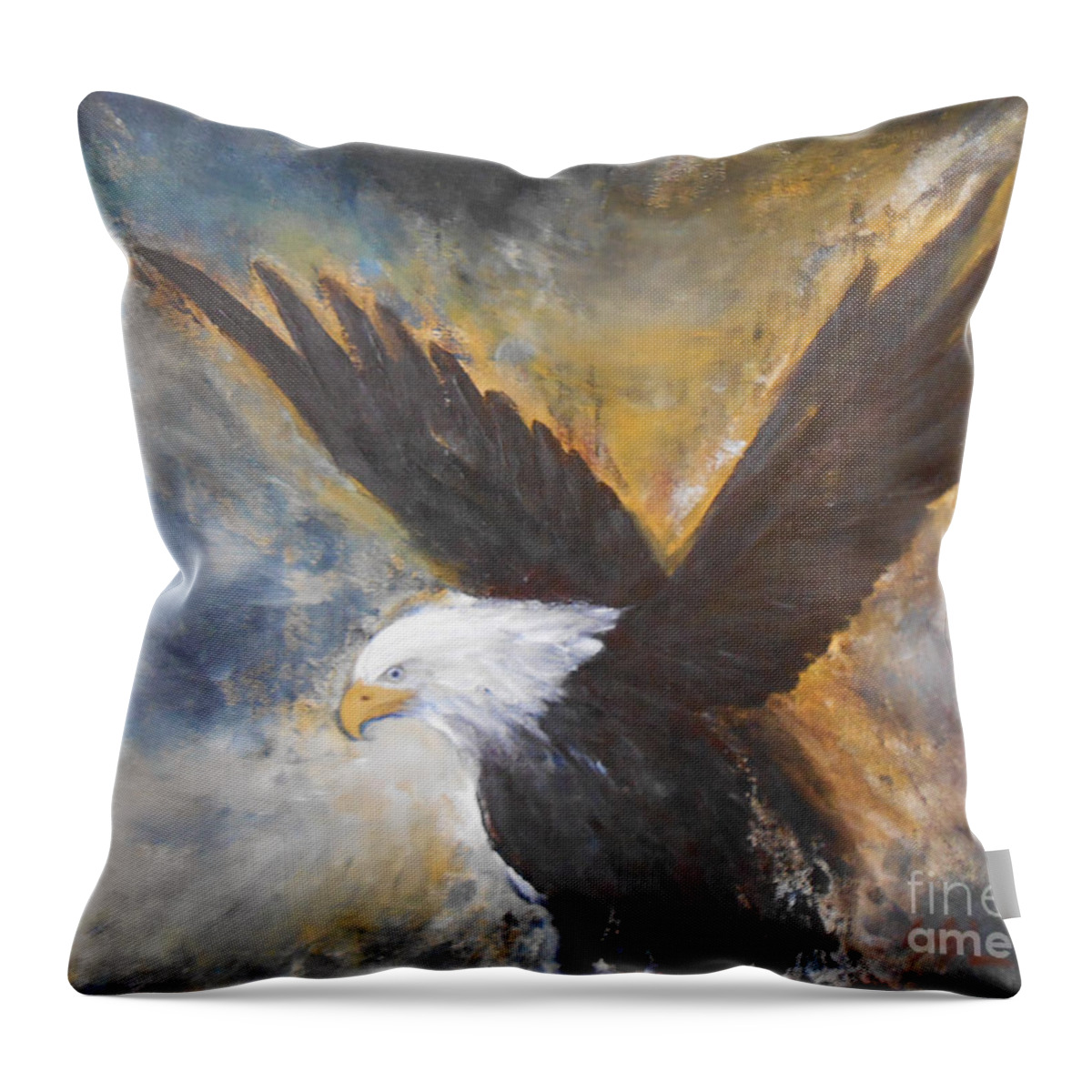Portrait Throw Pillow featuring the painting Eagle Spirit by Jane See