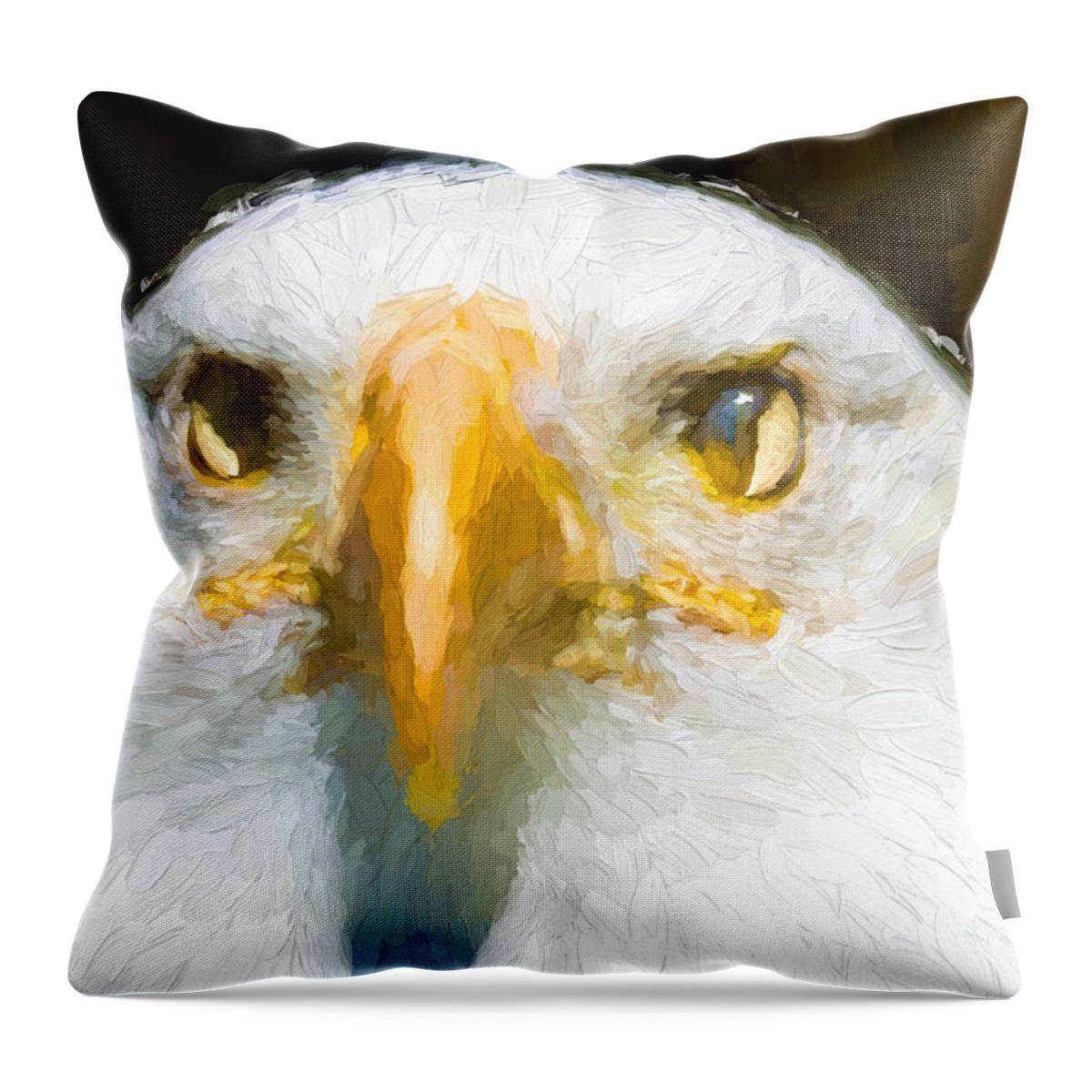 Bald Throw Pillow featuring the photograph Eagle's Eyes - painterly by Les Palenik