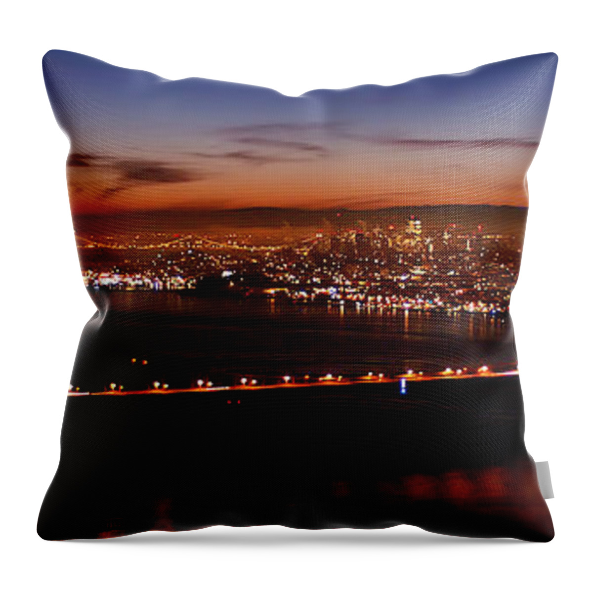 Golden Gate Throw Pillow featuring the photograph Early December Morning Pano by David Armentrout