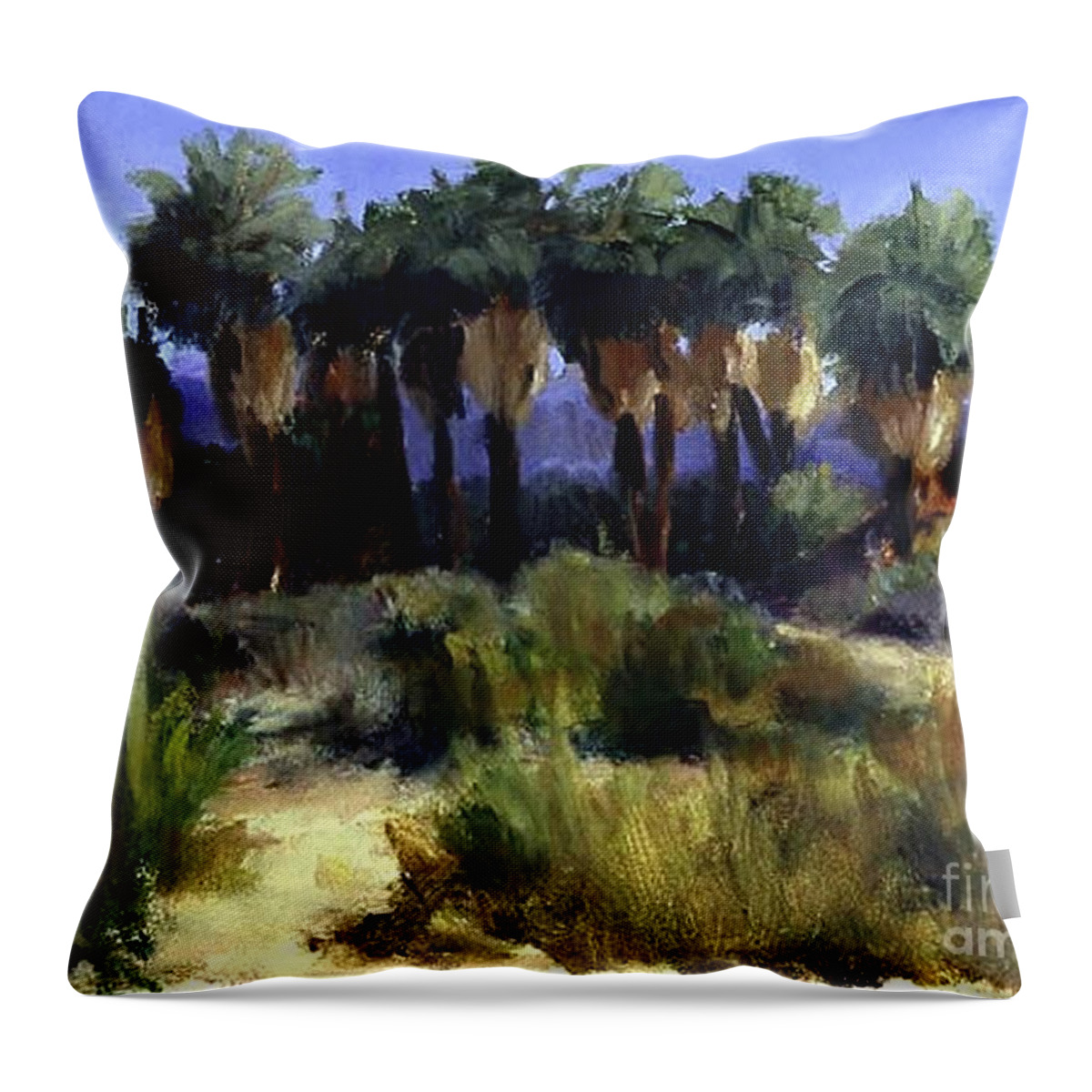 Palm Springs Area Throw Pillow featuring the painting This is Home Thousand Palms Preserve by Maria Hunt