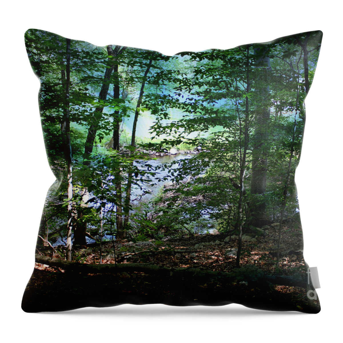 Woods Throw Pillow featuring the photograph Early Morning Mist by Judy Palkimas