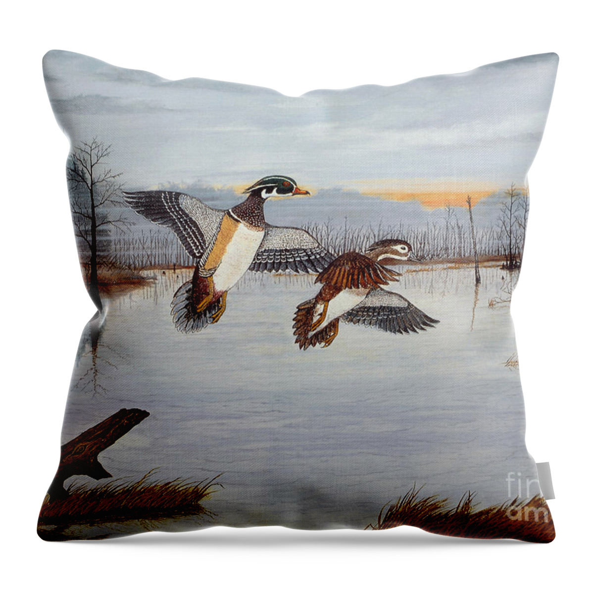 Santee Throw Pillow featuring the painting Early Risers by Jeff McJunkin