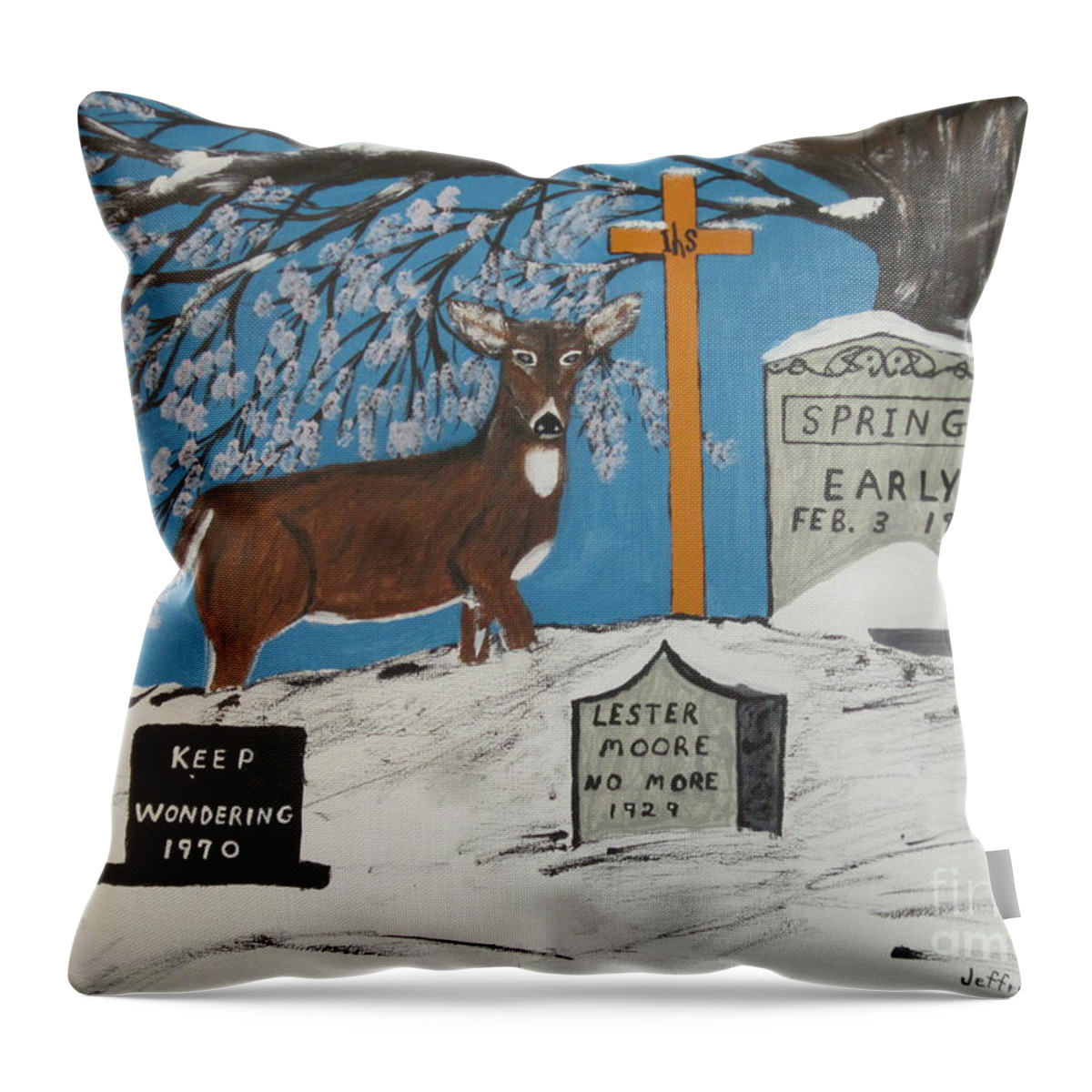 Tree Throw Pillow featuring the painting Early Spring by Jeffrey Koss