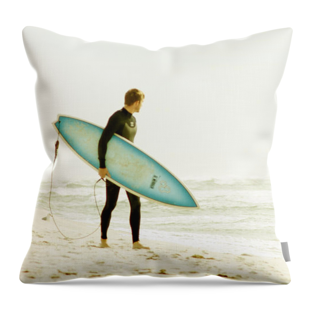 Seascape Throw Pillow featuring the photograph Early Surf by Lindy Brown