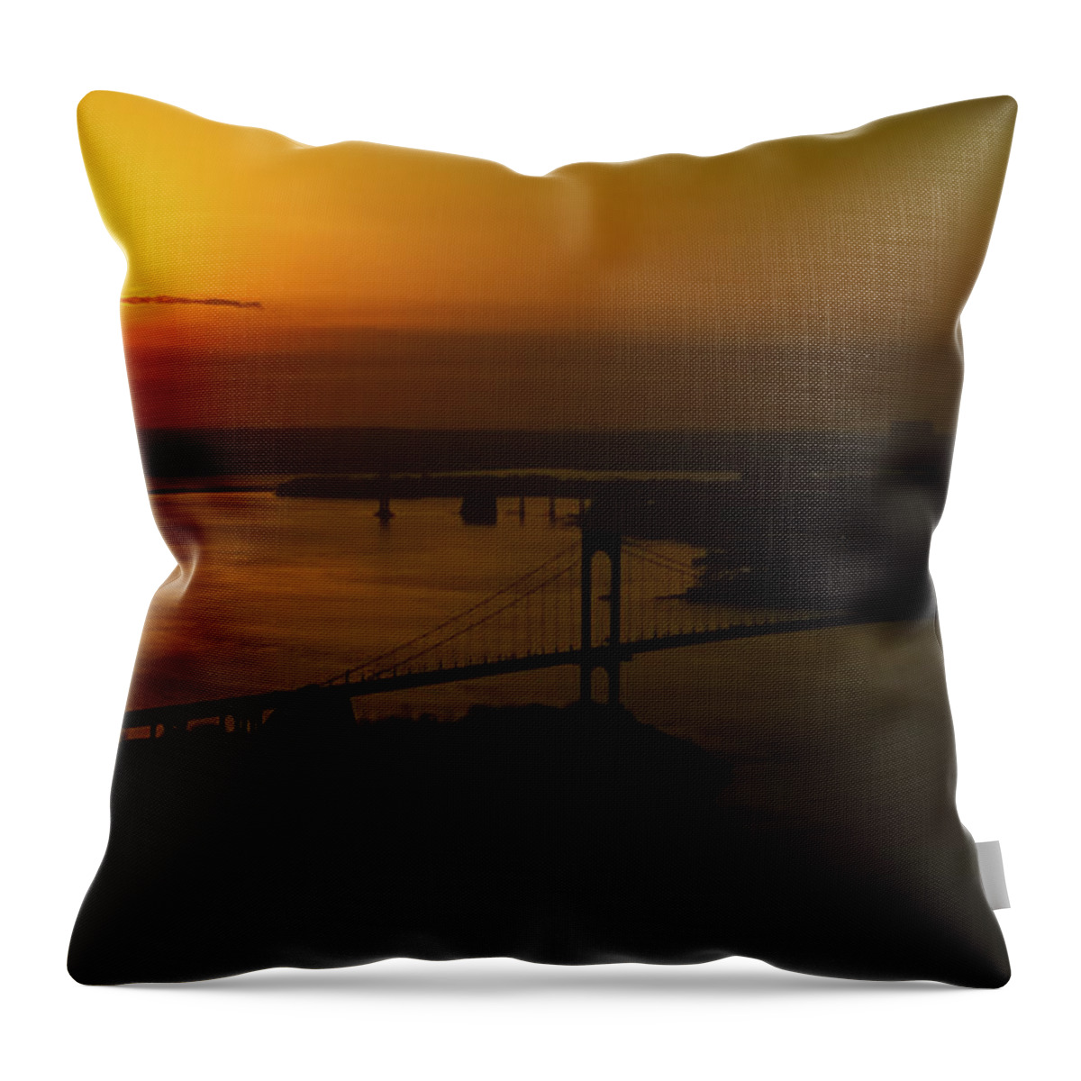 Silhouette Throw Pillow featuring the photograph East River Sunrise by Greg Reed