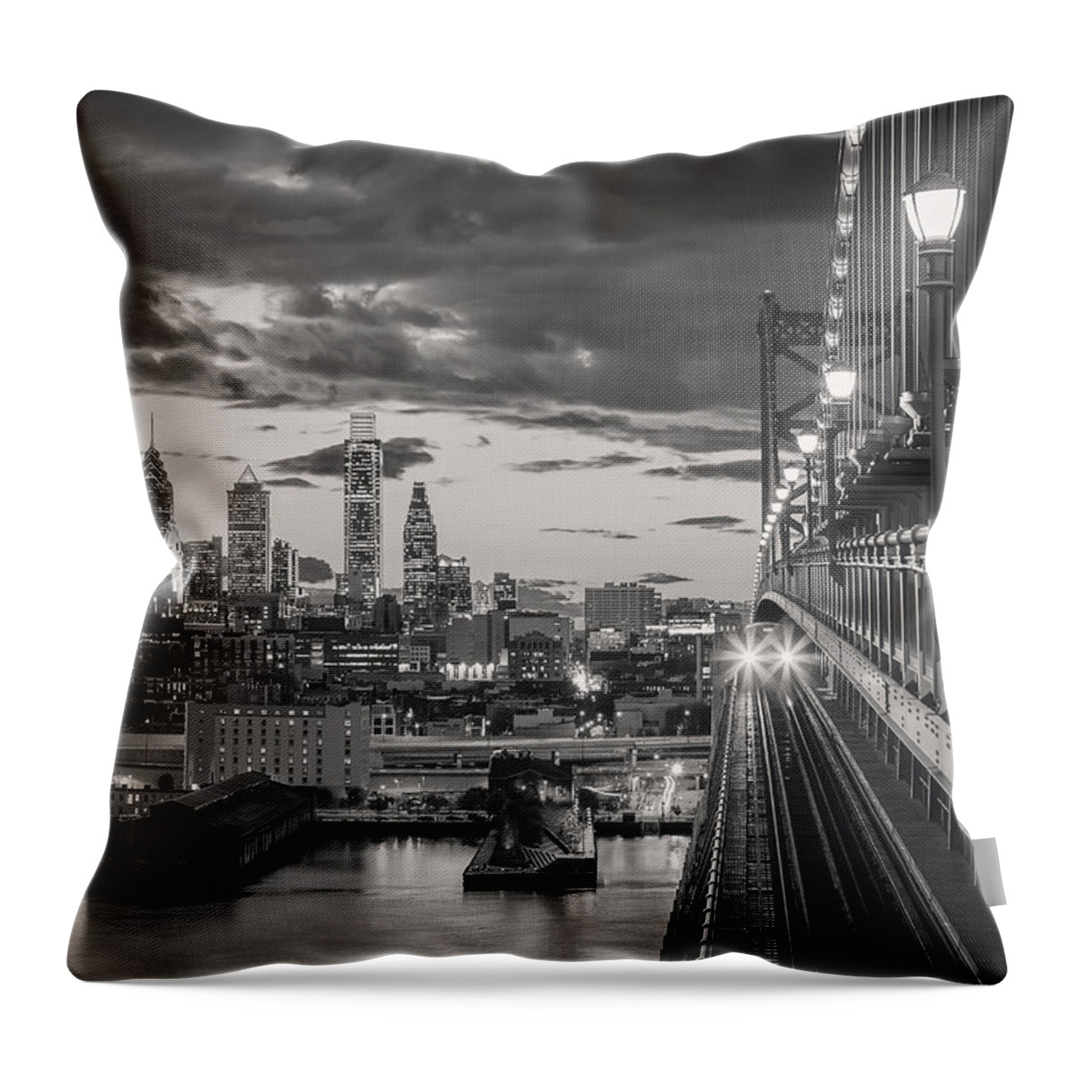 2014 Throw Pillow featuring the photograph Eastbound Encounter in black and white by Eduard Moldoveanu