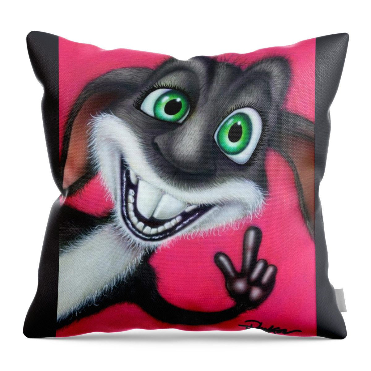 Bunny Cartoon Throw Pillow featuring the painting Easter Bunny Is AFK by Darren Robinson