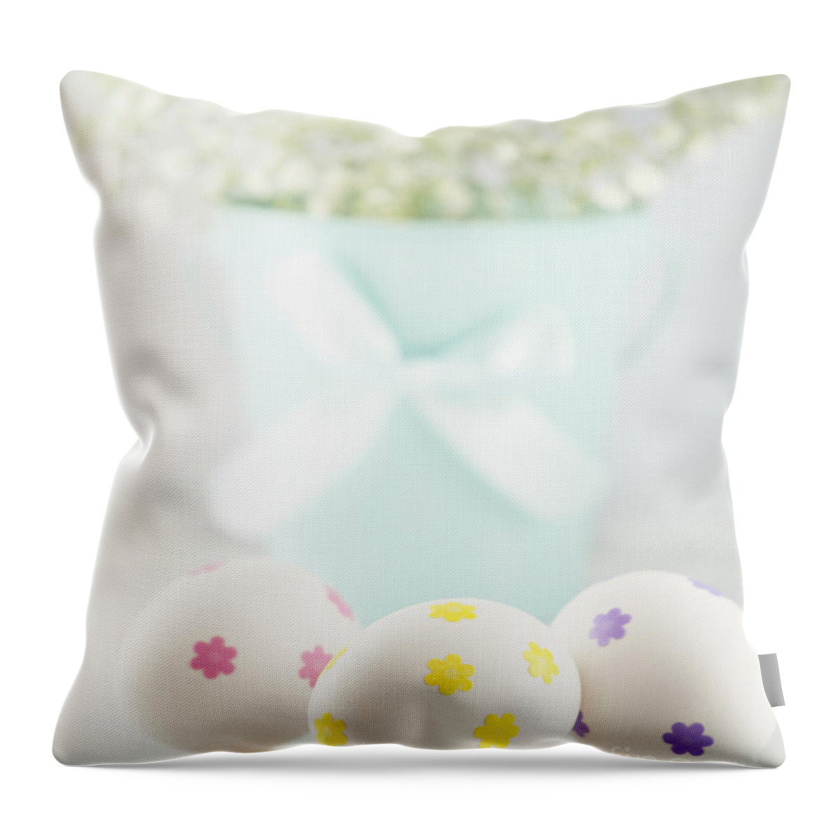 Baby's Breath Throw Pillow featuring the photograph Easter Eggs by Juli Scalzi