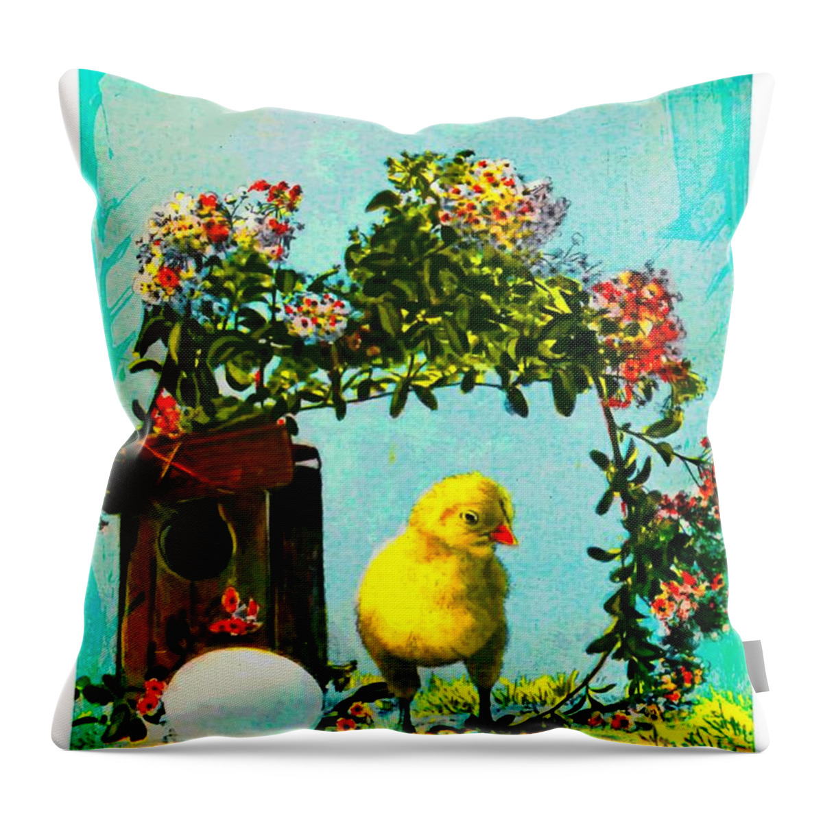 Easter Throw Pillow featuring the photograph Easter Postcard Vintage 1908 by Audreen Gieger