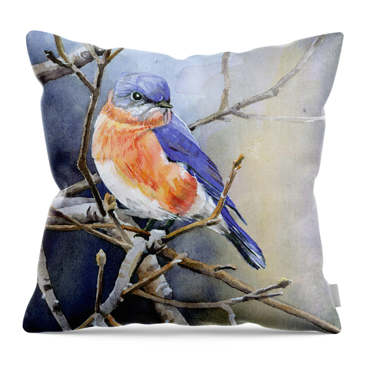 Wildlife Throw Pillow featuring the painting Eastern Bluebird 2 by Steve Hamlin