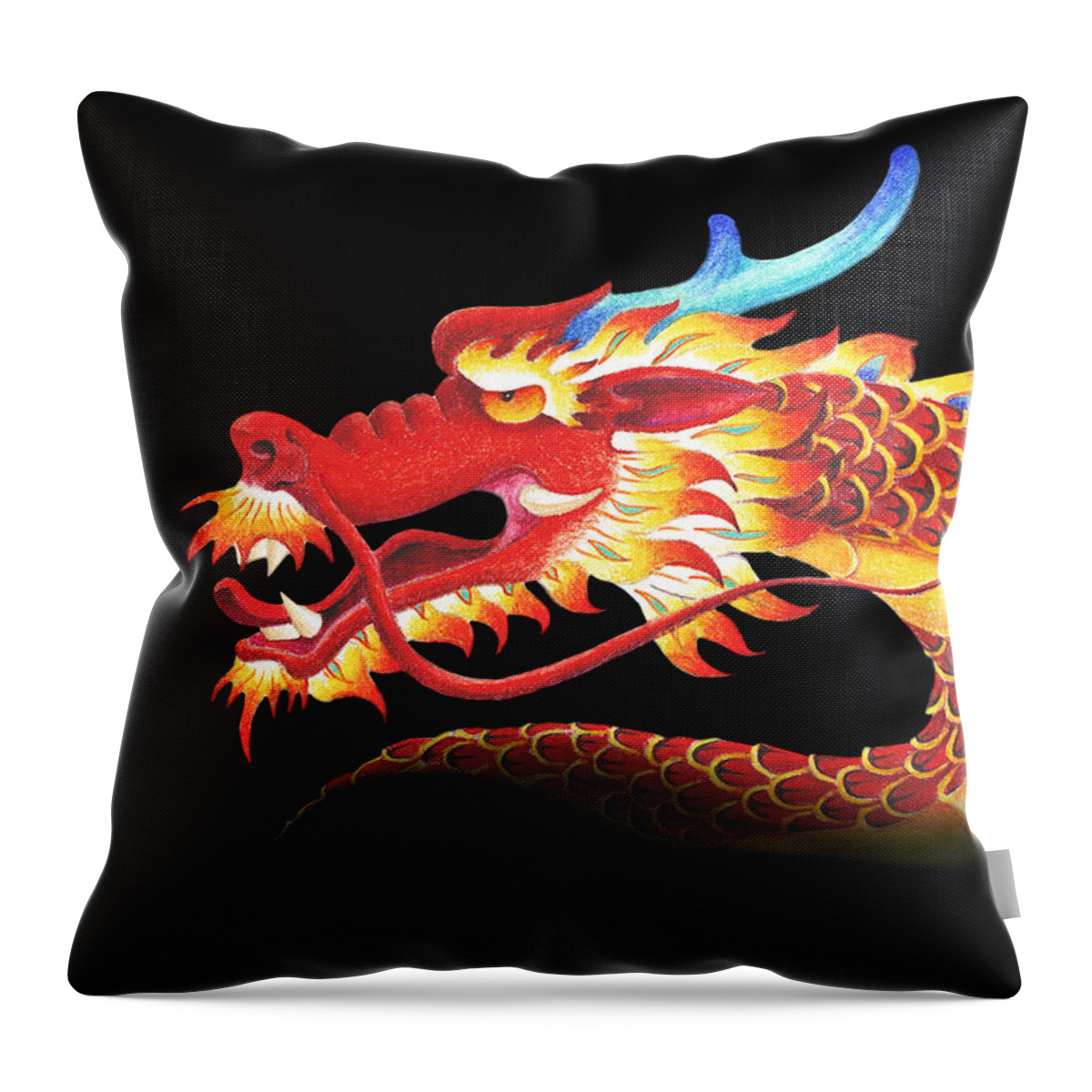 Dragon Throw Pillow featuring the digital art Eastern Dragon by Melissa A Benson