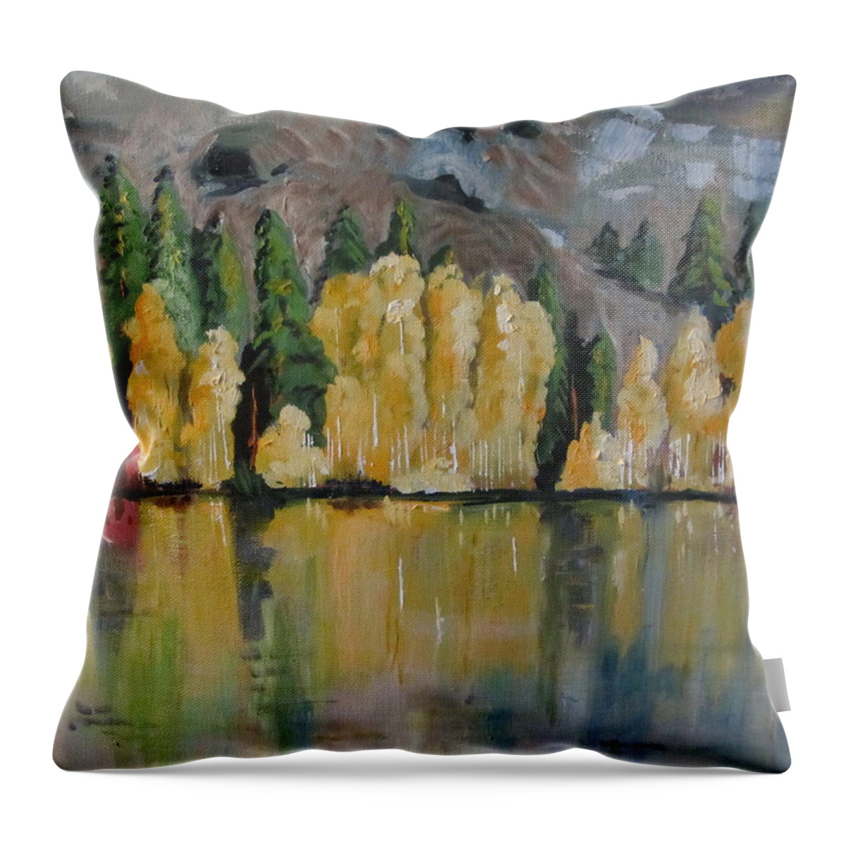Fall Throw Pillow featuring the painting Eastern Sierra Reflections by Dody Rogers