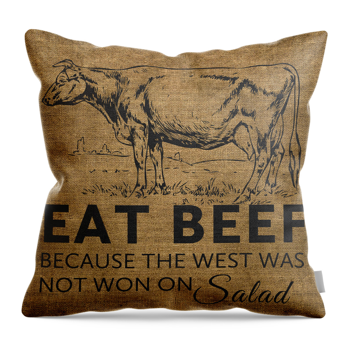 Illustration Throw Pillow featuring the digital art Eat Beef by Nancy Ingersoll