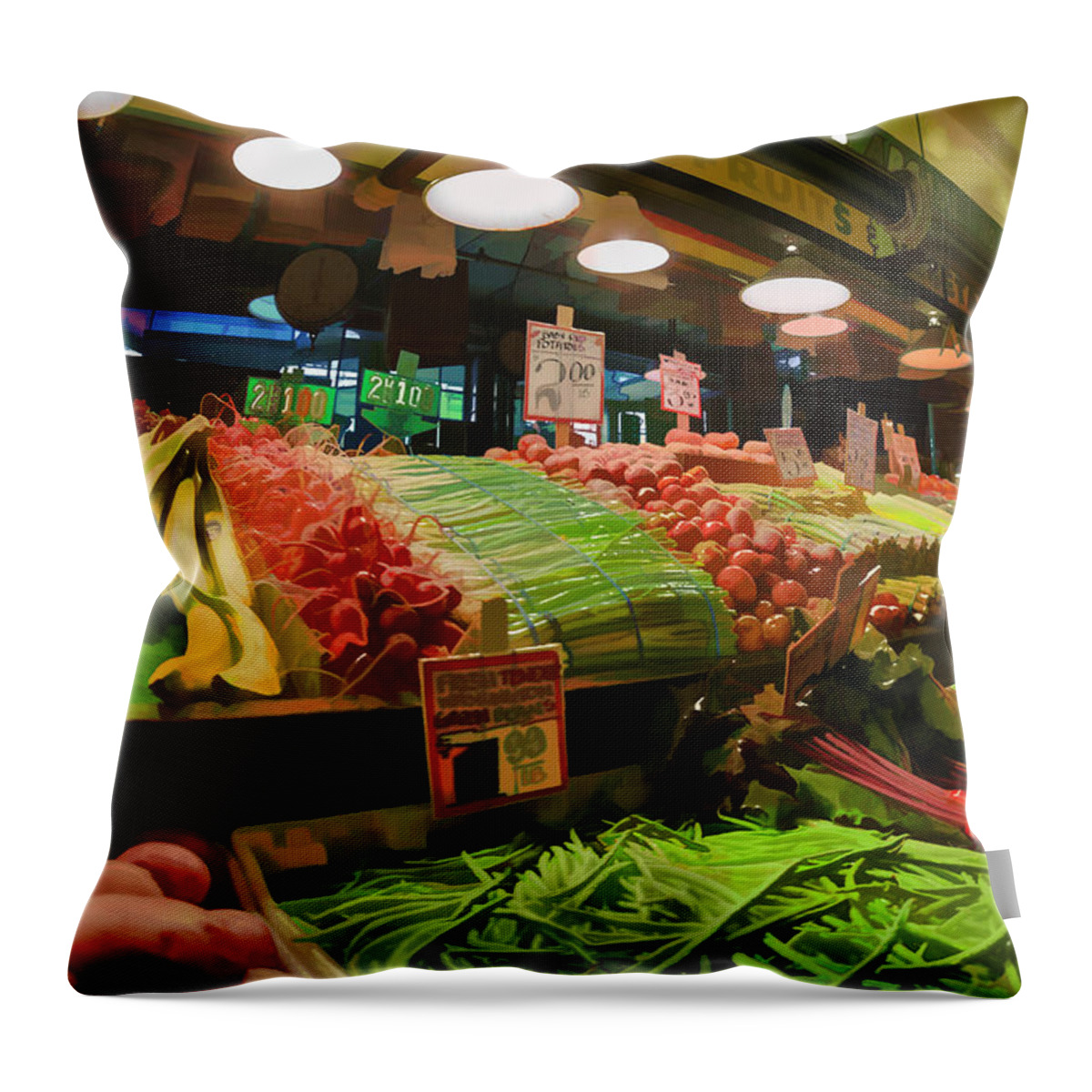 Market Throw Pillow featuring the photograph Eat Your Fruits and Vegetables by Scott Campbell