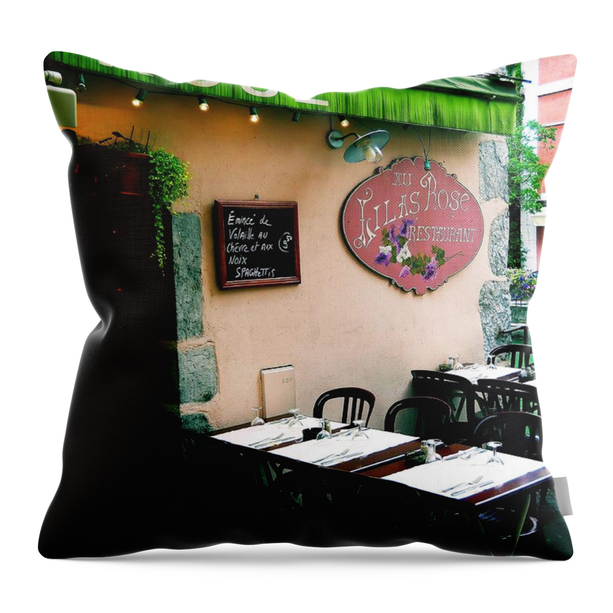 Eatery Throw Pillow featuring the photograph Eatery 1 by Maria Huntley