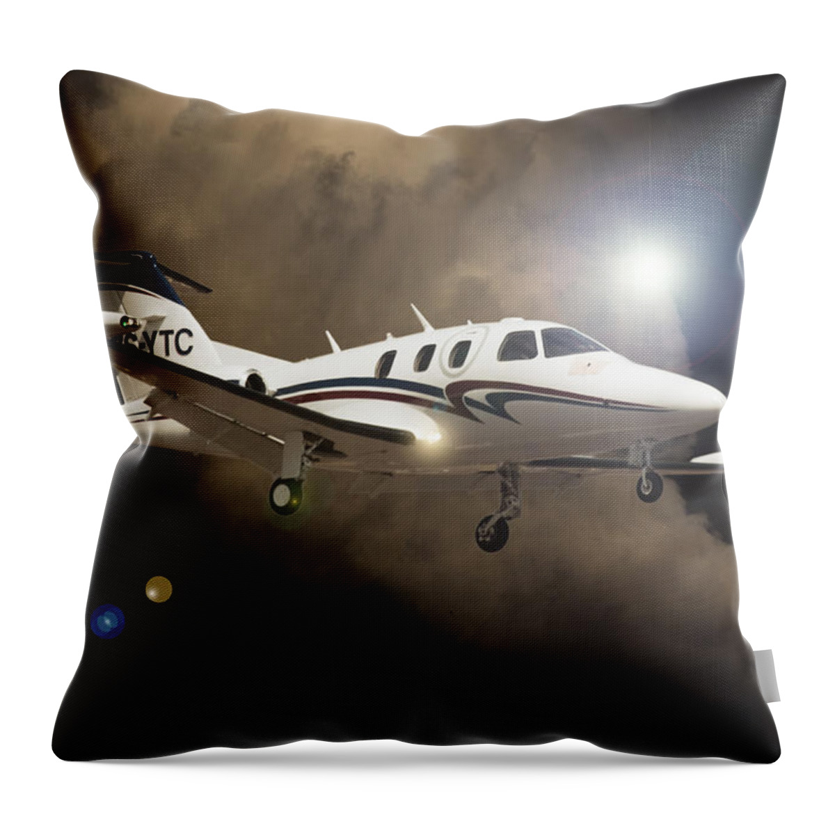 Eclipse Aerospace Throw Pillow featuring the photograph Eclipse Landing by Paul Job
