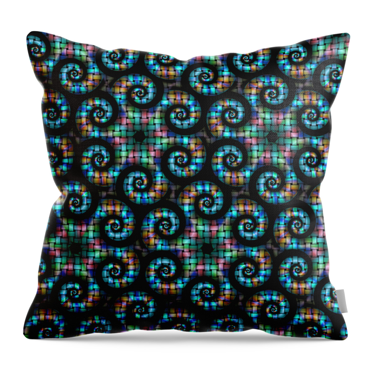 Abstract Throw Pillow featuring the digital art Ecosystem by Manny Lorenzo