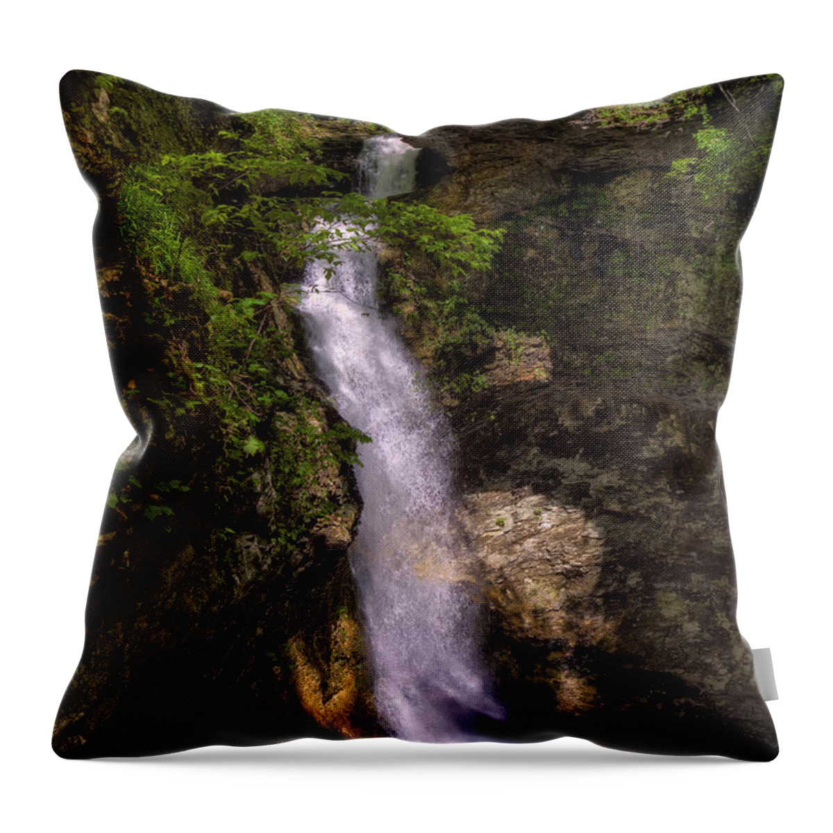 Eden Falls Throw Pillow featuring the photograph Eden Falls Lost Valley Buffalo National River by Michael Dougherty