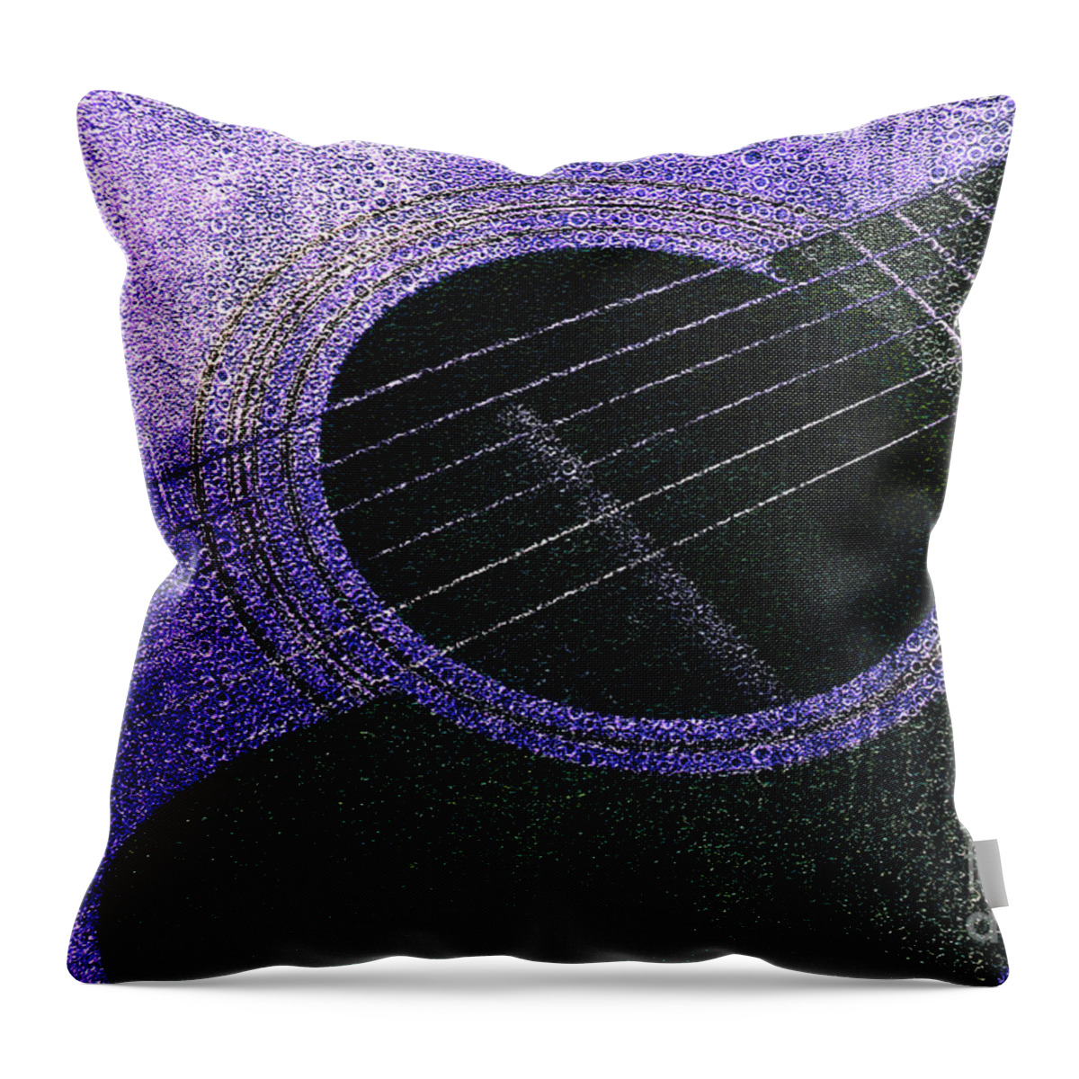 Andee Design Guitar Throw Pillow featuring the photograph Edgy Guitar Purple 2 by Andee Design