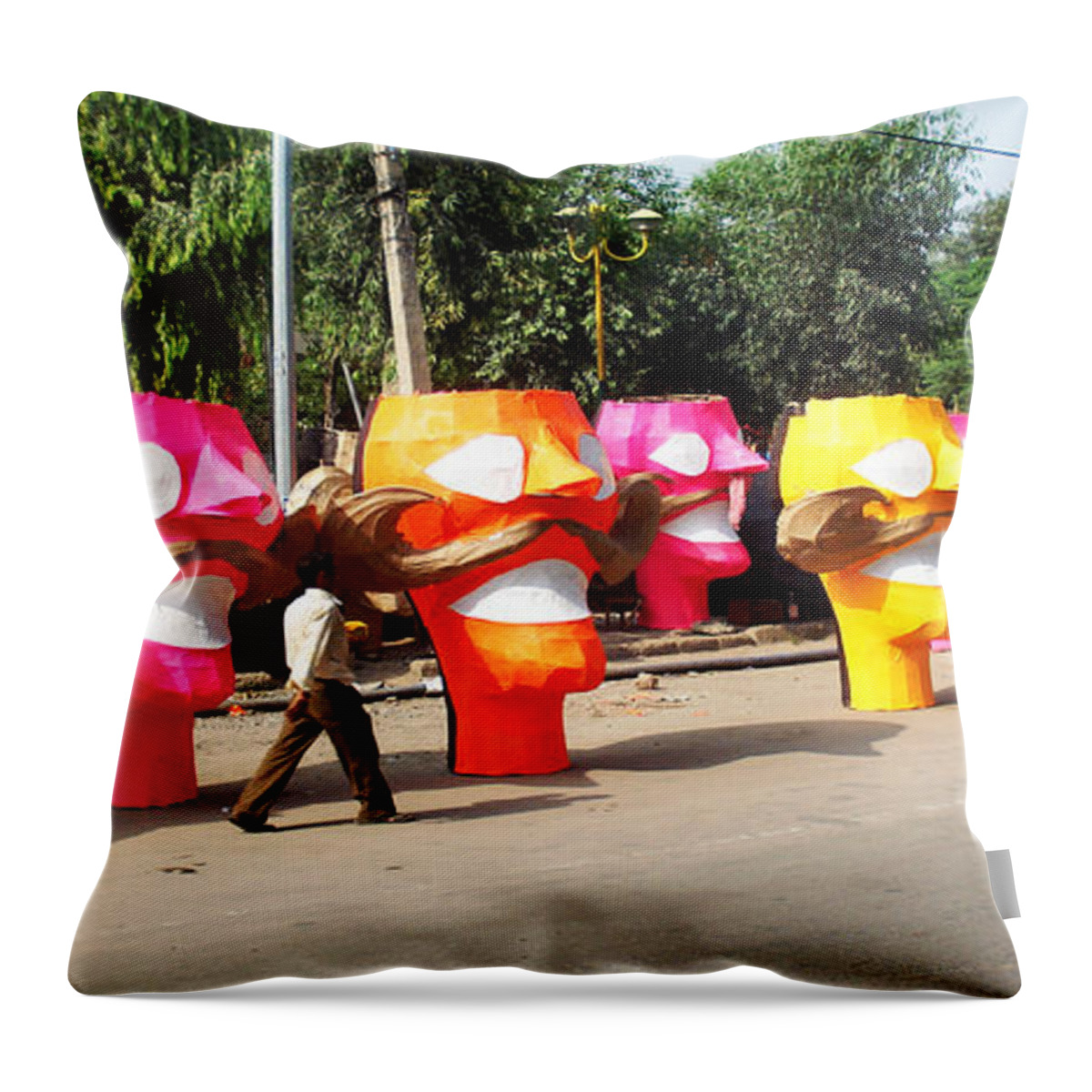 Effigy Throw Pillow featuring the photograph Effigy of Ravana 1 by Sumit Mehndiratta