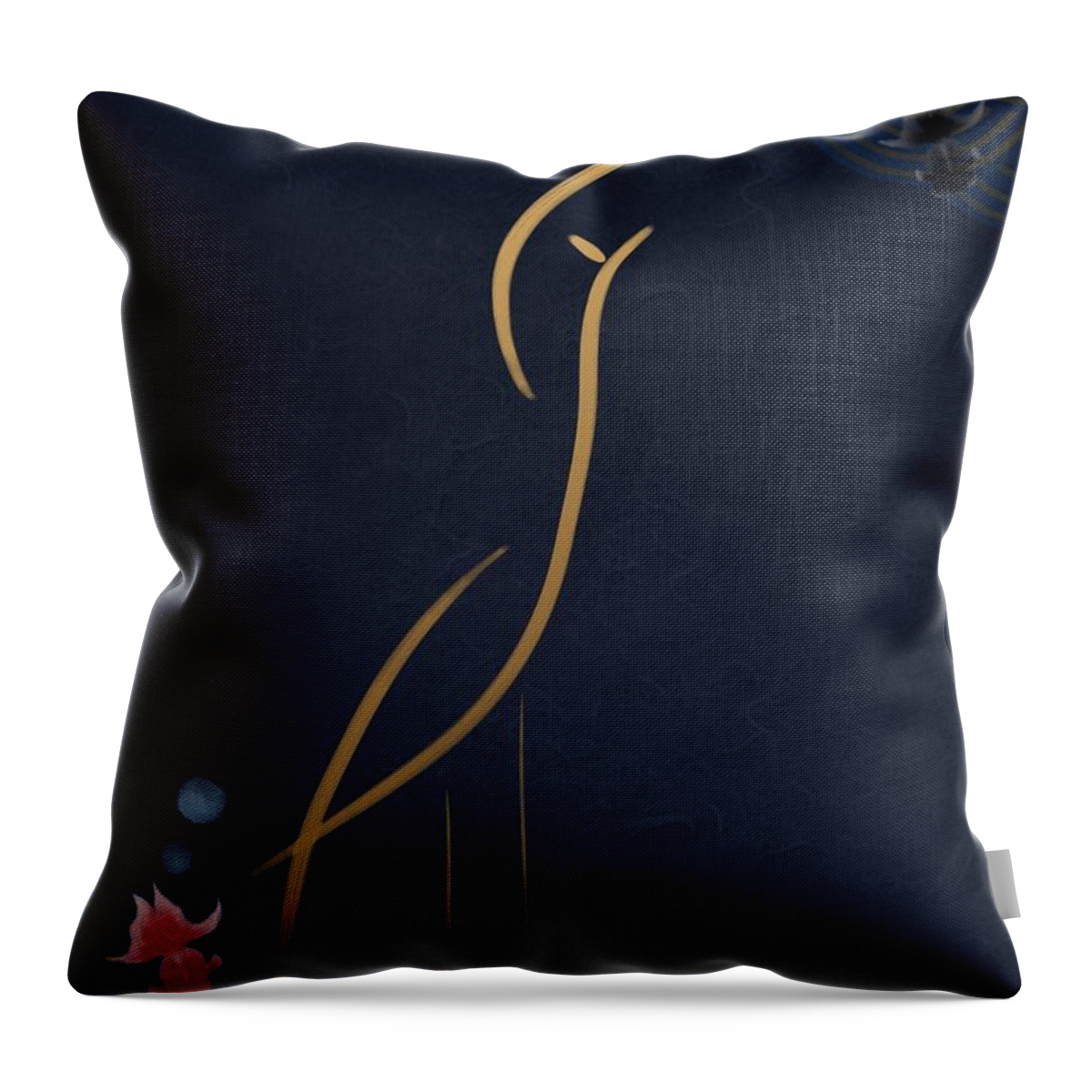 Egret At Night Throw Pillow featuring the digital art Egret At Night by Frank Bright
