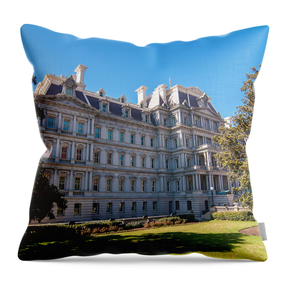 District Throw Pillow featuring the photograph Eisenhower Executive Office Building in Washington DC by Alex Grichenko