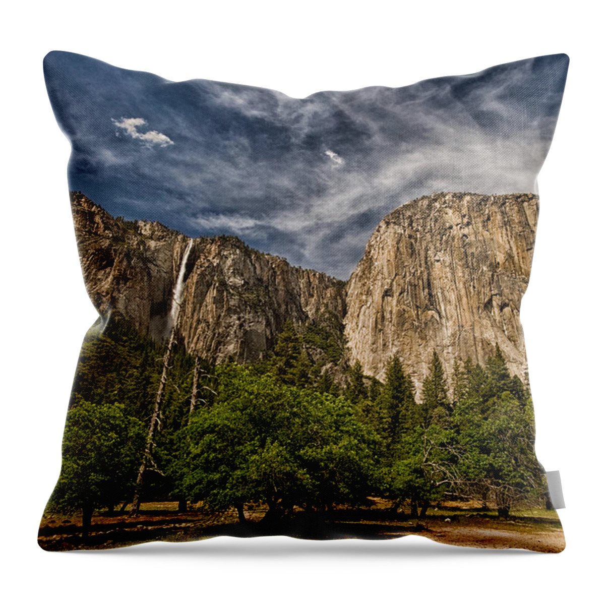 Yosemite Throw Pillow featuring the photograph El Capitan and Ribbon Falls by Cat Connor