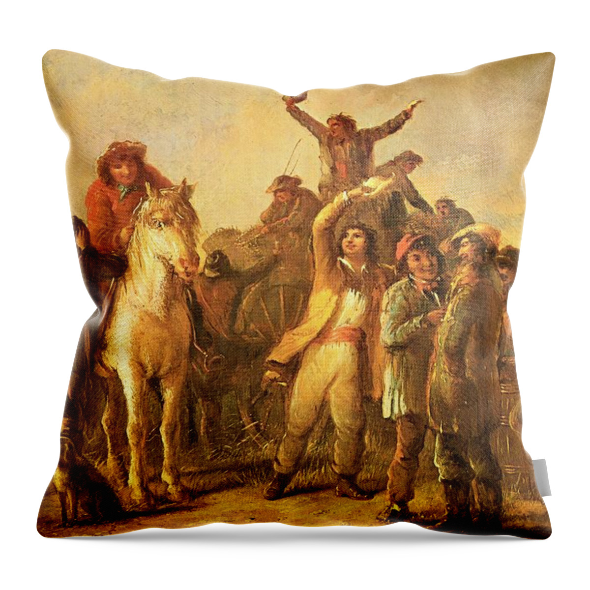 Election Scene Catonsville Throw Pillow featuring the digital art Election Scene Catonsville by Alfred Jacob Miller