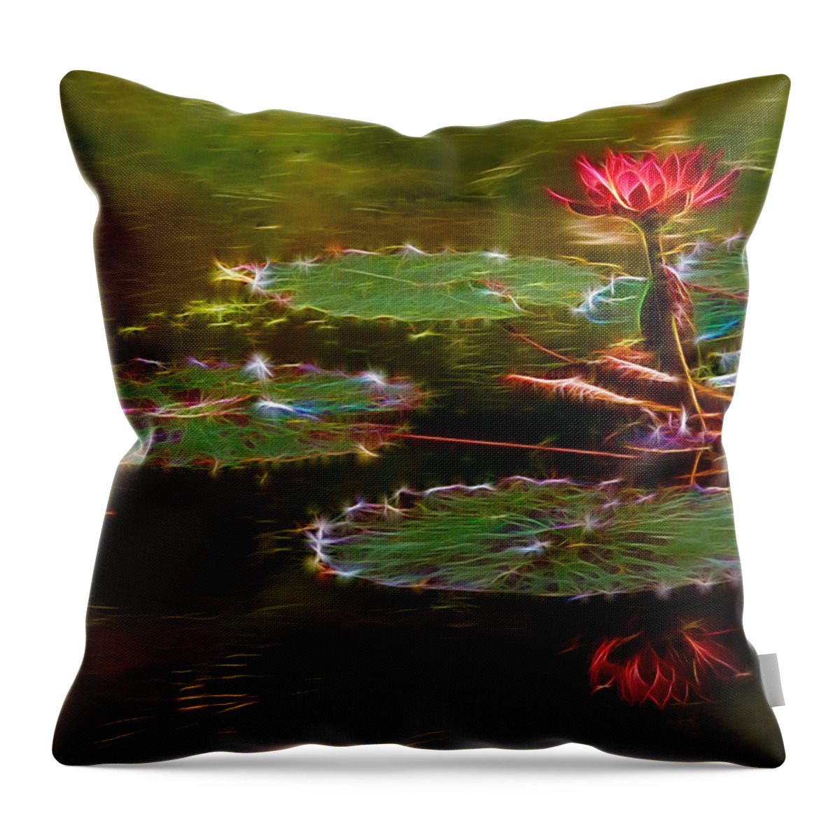 Abstract Throw Pillow featuring the photograph Electric Lily Pad by Beth Sargent