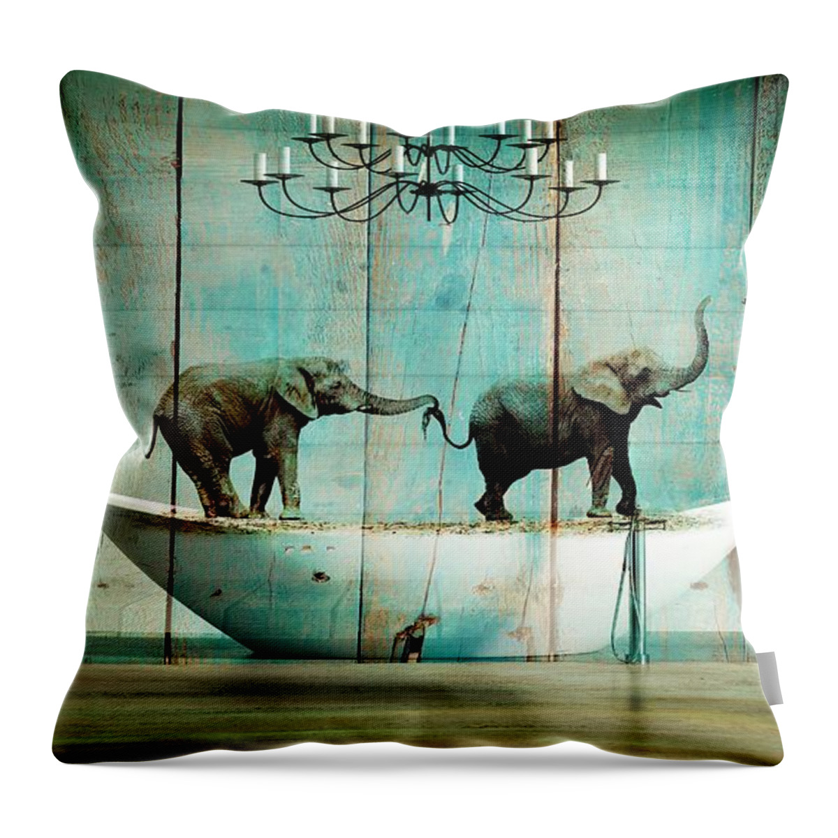 Blue Throw Pillow featuring the digital art Elefantos by Aimelle Ml