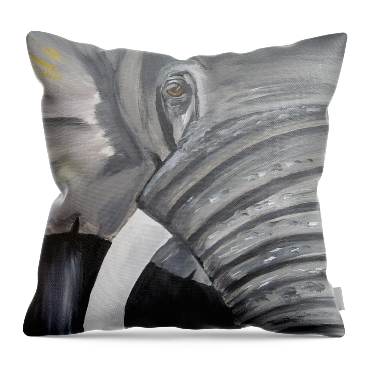 Elephant Throw Pillow featuring the painting Elephant by Susan Voidets