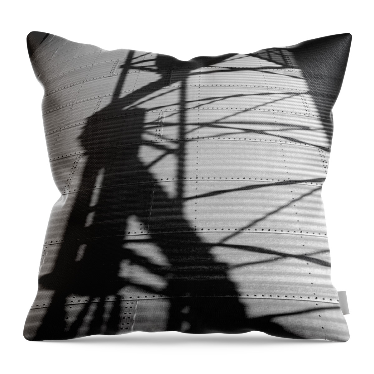 Silo Throw Pillow featuring the photograph Elevator Shadow by Paul DeRocker