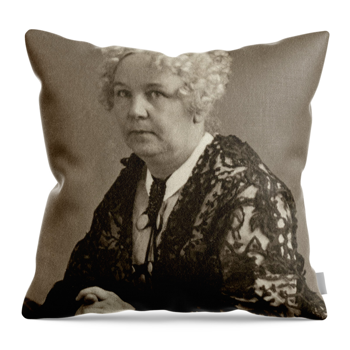 1870 Throw Pillow featuring the photograph Elizabeth Cady Stanton (1815-1902) by Granger