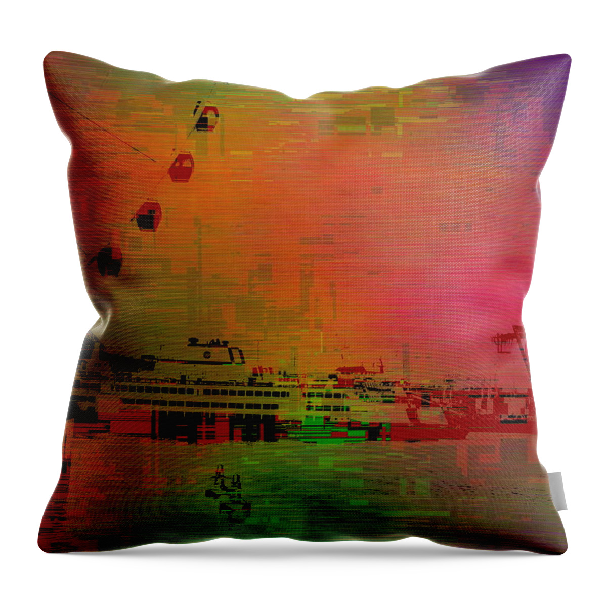Abstract Throw Pillow featuring the digital art Elliott Bay Cubed by Tim Allen