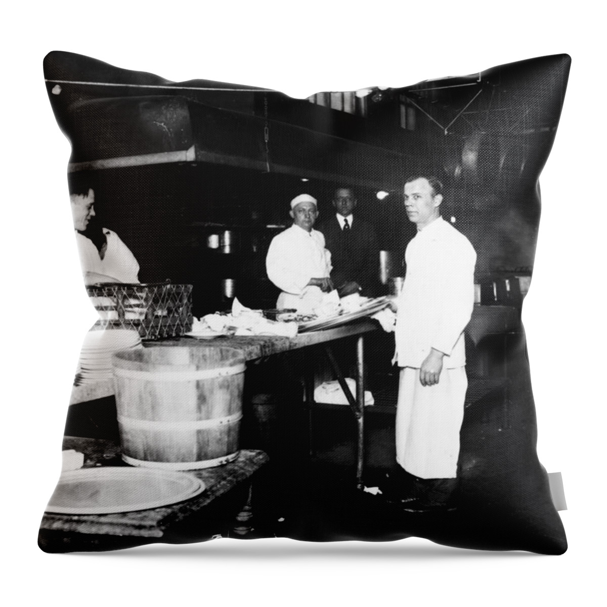 1920 Throw Pillow featuring the photograph Ellis Island Kitchen by Granger