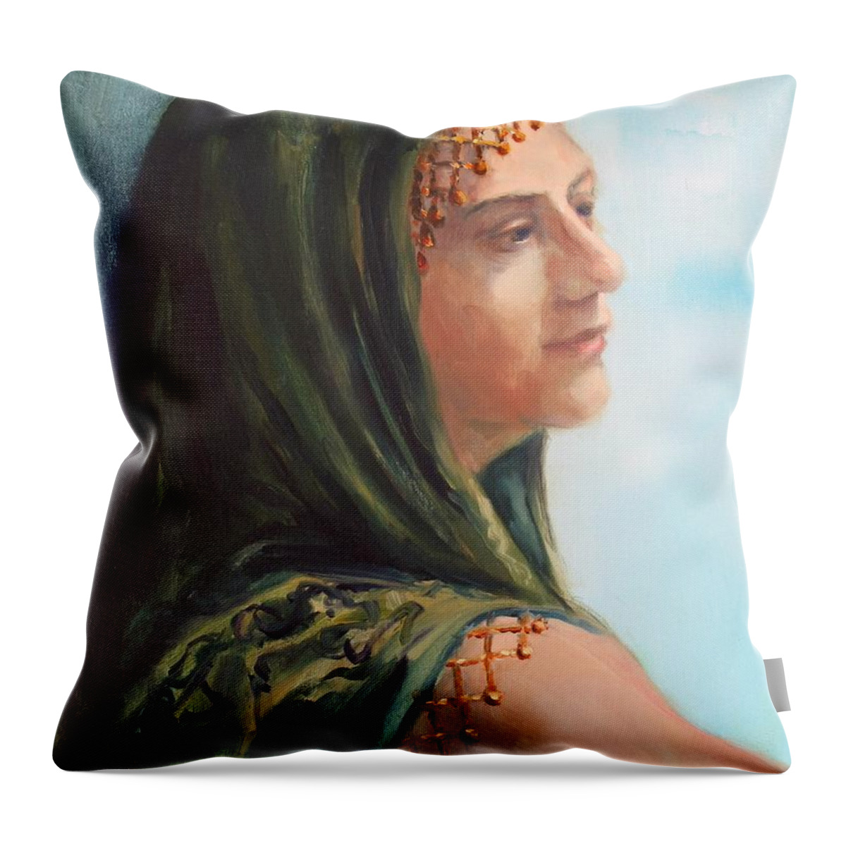 Portrait Throw Pillow featuring the painting Elnora by Marian Berg