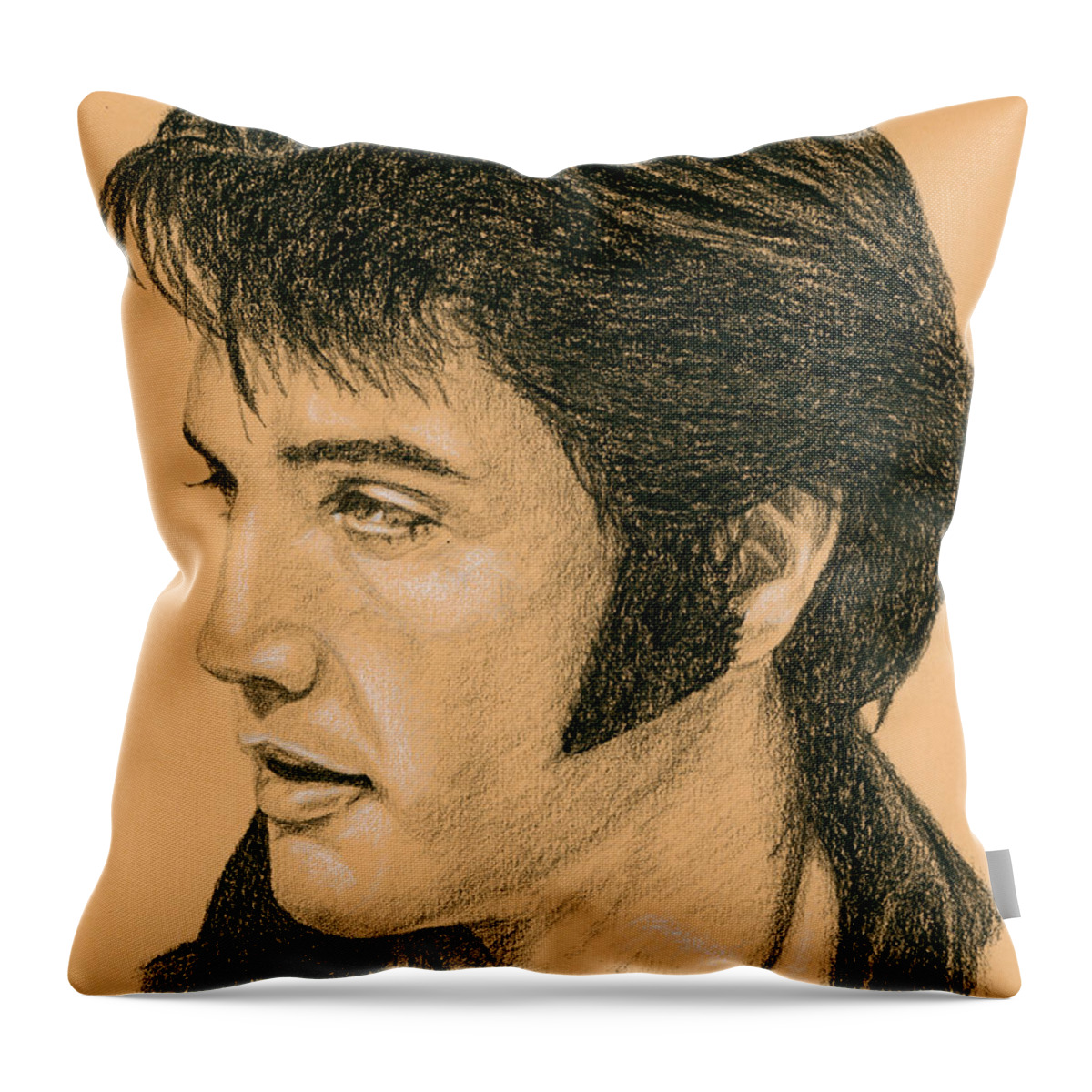 Elvis Throw Pillow featuring the drawing Elvis Las Vegas 69 by Rob De Vries