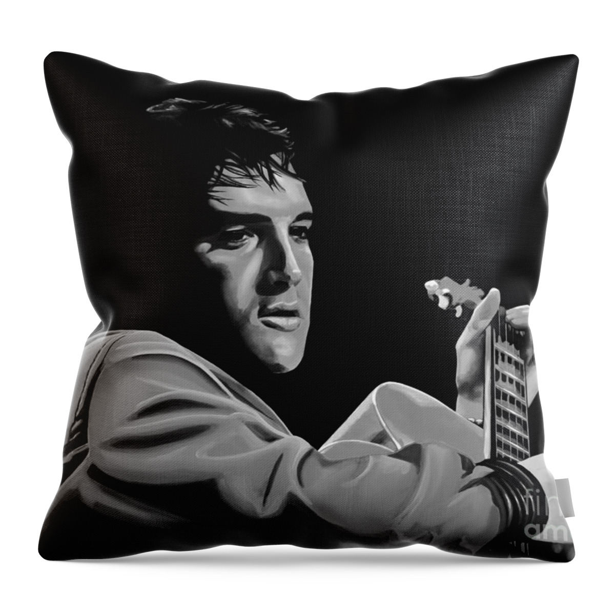 Elvis Throw Pillow featuring the mixed media Elvis Presley by Meijering Manupix