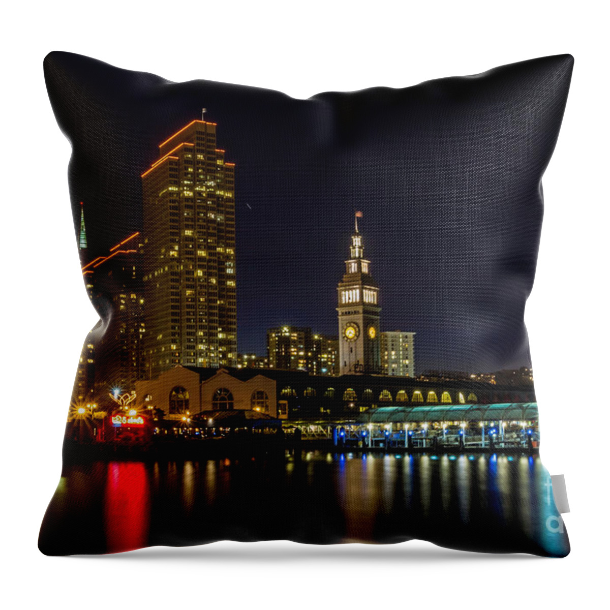 Blue Hour Throw Pillow featuring the photograph Embarcadero Blue Hour by Kate Brown