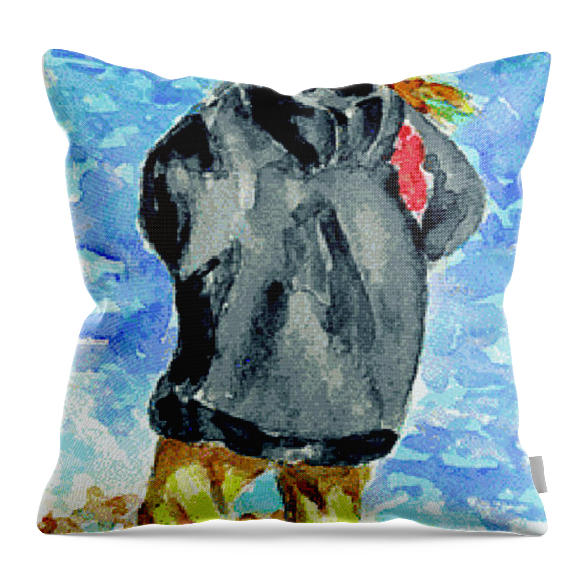 Fishing Throw Pillow featuring the painting Emelie fishing by Elaine Berger