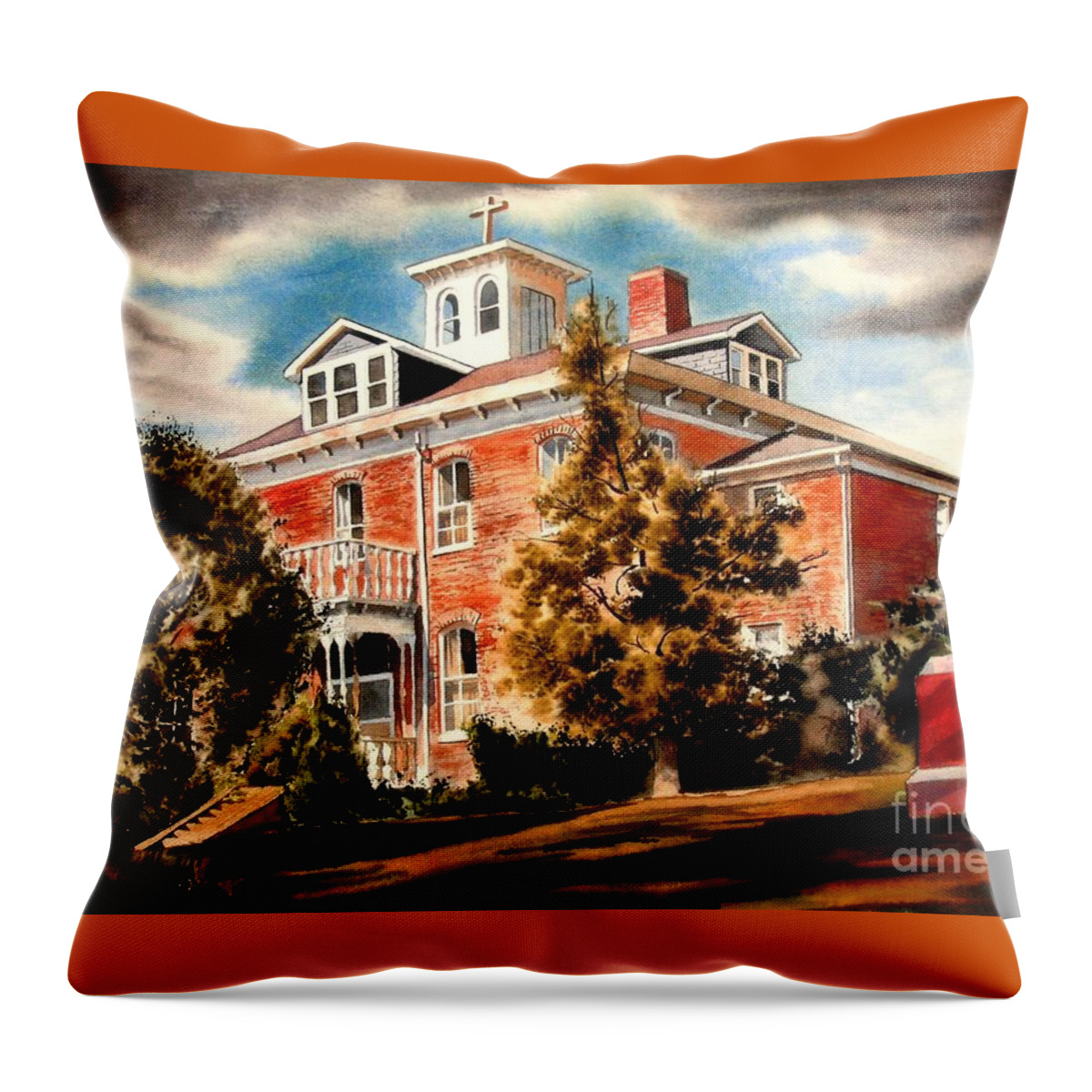 Emerson House Throw Pillow featuring the painting Emerson House by Kip DeVore