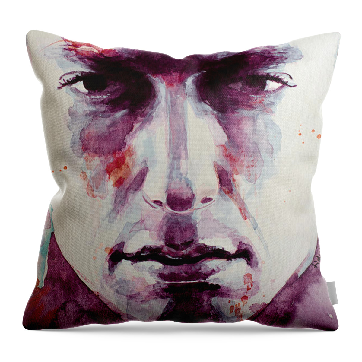 Eminem Throw Pillow featuring the painting Eminem 2 by Laur Iduc